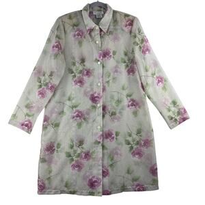 Vintage Pride & Joy Longline Sheer Shirt Blouse Women 16 Floral Romantic Sparkle